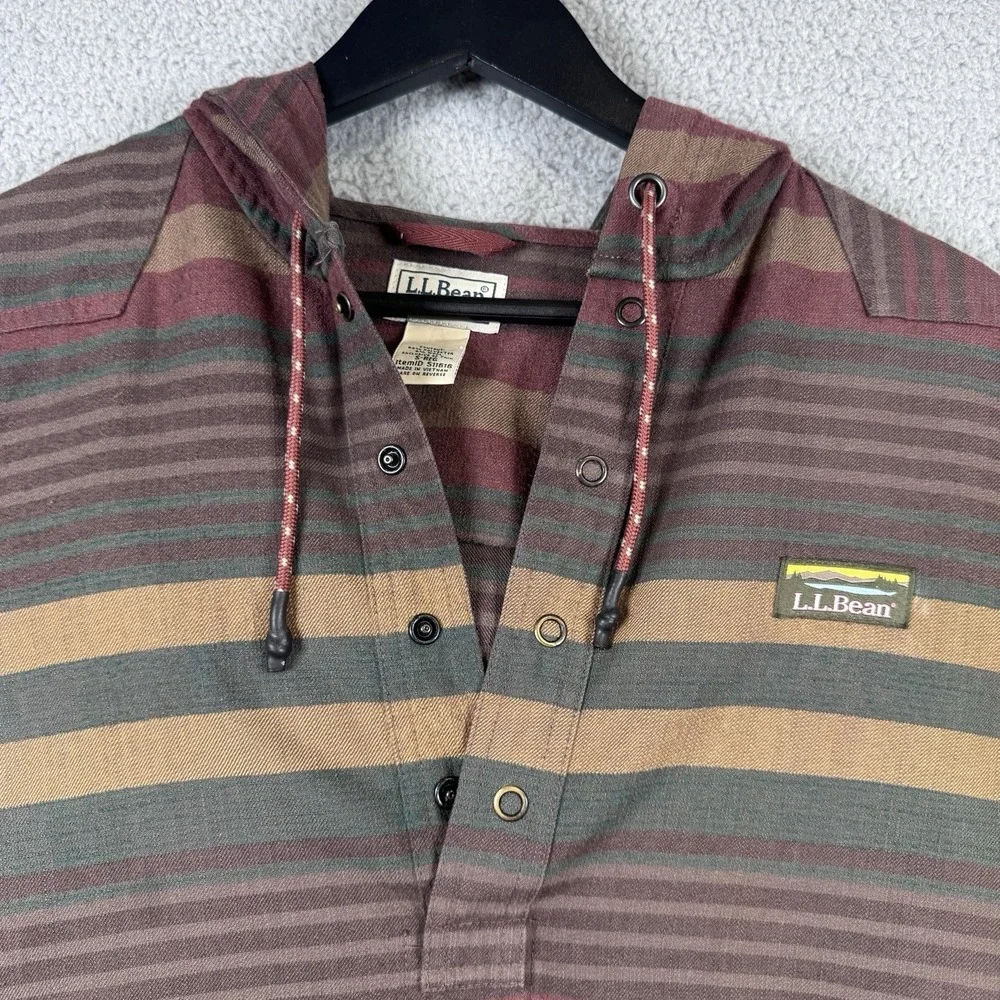 LL Bean Anorak Hoodie Mens Small Multicolor Katahdin Striped Pouch 511616